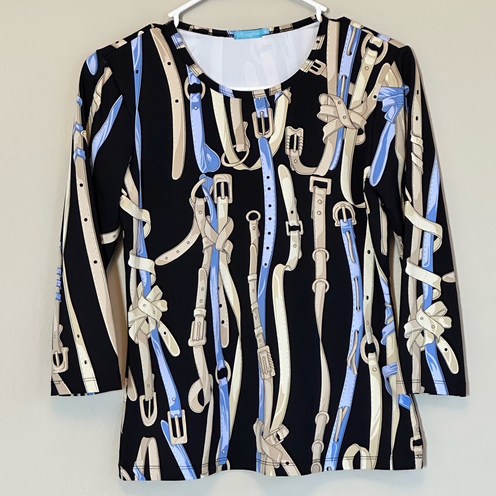 J McLaughlin Womens‎ XS Catalina Equestrian Tee 3/4 Sleeve Stretch